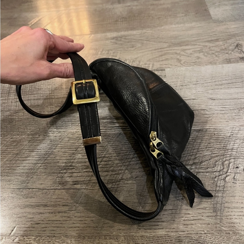 Sven Black Vintage Leather Fanny Pack/Belt bag - Picture 3 of 3